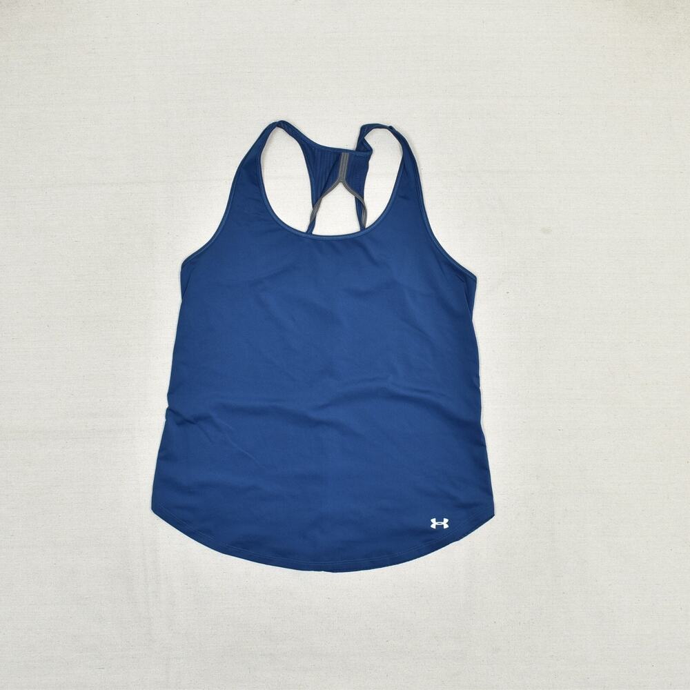 Under Armour Women Tank Top Crew Neck Sleeveless Polyester Blue Size L - Picture 2 of 8